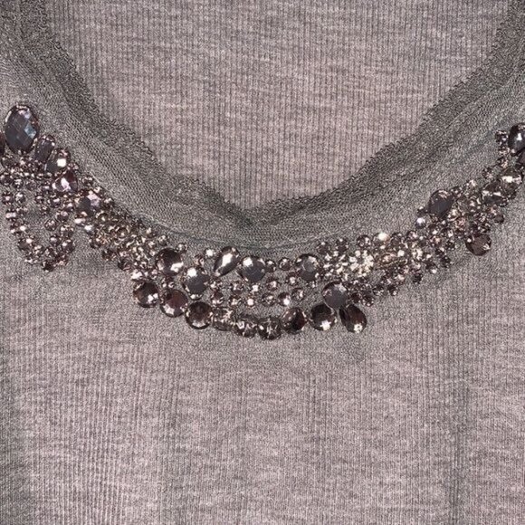 Princess Vera Wang Embellished Lace Gray Tank Top M - Picture 3 of 8